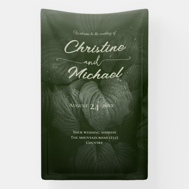 Green leaf elegant greenery spring wedding banner (Vertical)