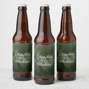 Green leaf elegant greenery spring wedding beer bottle label