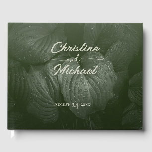 Green leaf elegant greenery spring wedding guest book