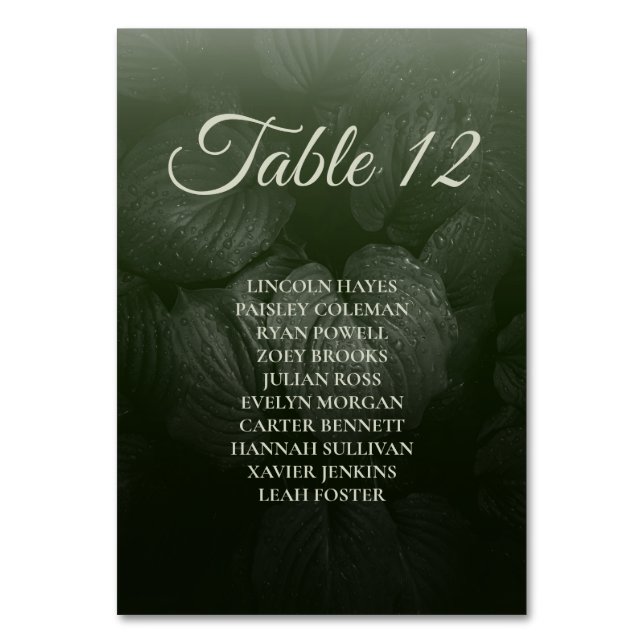 Green leaf elegant greenery spring wedding table number (Front)