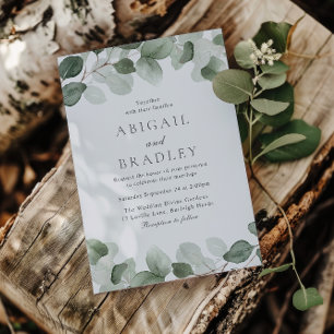Green Leaf Elegant Modern Wedding Invitation