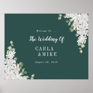 Green Leaf Floral Printable Wedding Welcome Poster