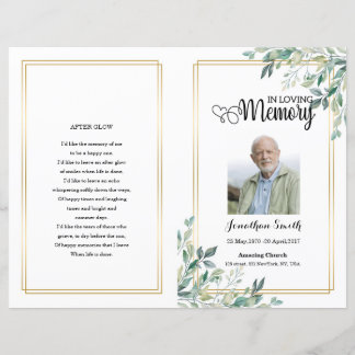Green leaf Funeral Program template