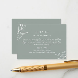 Green Leaf Garden Wedding Details Enclosure Card