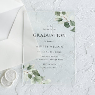 Green Leaf Graduation Celebration Party Acrylic Invitations