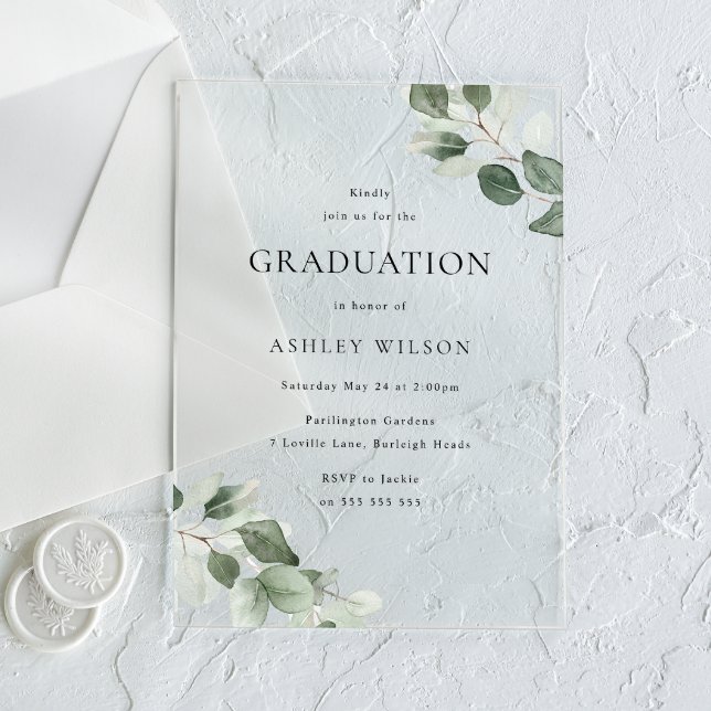 Green Leaf Graduation Celebration Party  Acrylic Invitations (Creator Uploaded)
