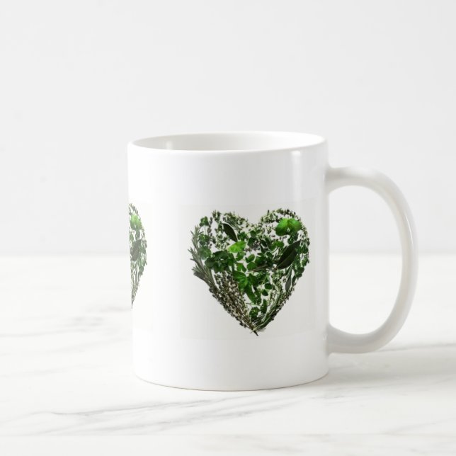 Green Leaf Hearts Coffee Mug (Right)