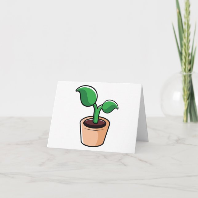Green Leaf Houseplant Thank You Card (Front)
