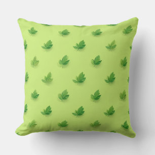 green leaf illustration cushion pillow