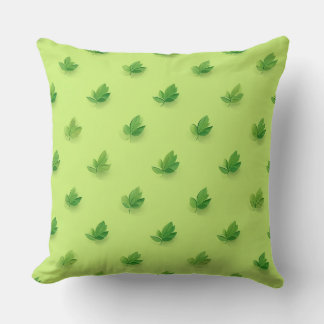 green leaf illustration cushion pillow