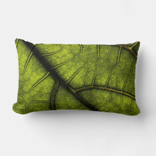Green leaf in close up photography lumbar cushion