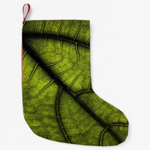 Green leaf in close up photography small christmas stocking