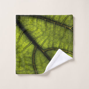 Green leaf in close up photography wash cloth
