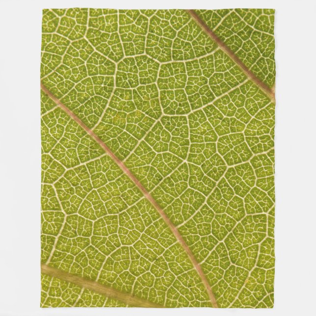 Green Leaf Macro Fleece Blanket (Front)