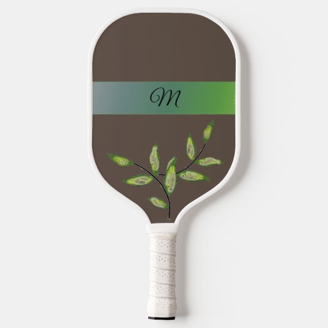 Green Leaf Monogram Pickleball Paddle (Back)