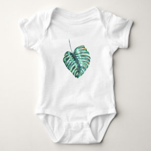 Green leaf monstera palm tropical baby bodysuit