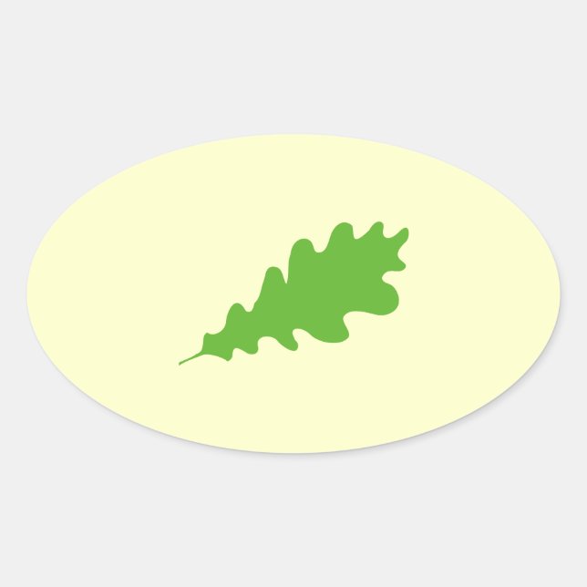 Green Leaf, Oak Tree leaf Design. Oval Sticker (Front)