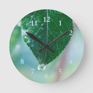Green Leaf on Pastels Wall Clock