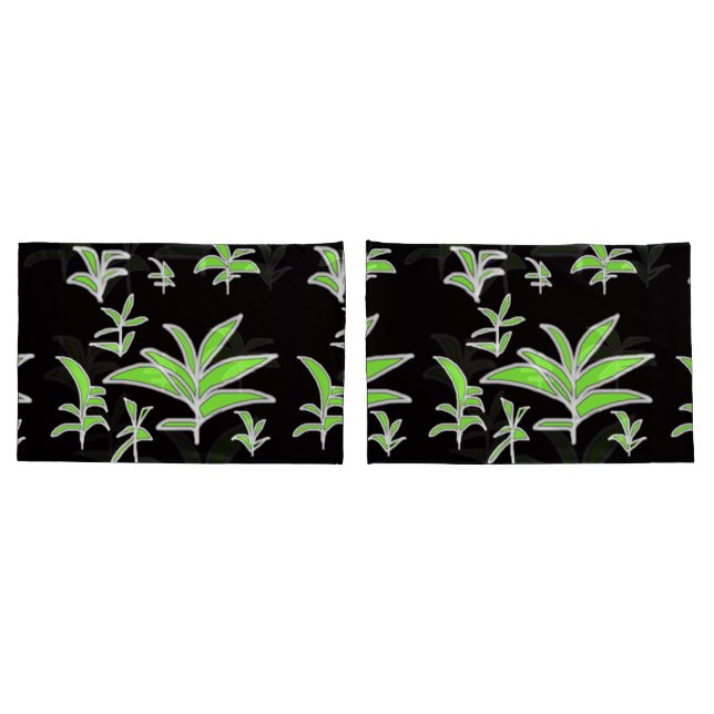 Green Leaf Pair  Pillowcase (Back-Set)