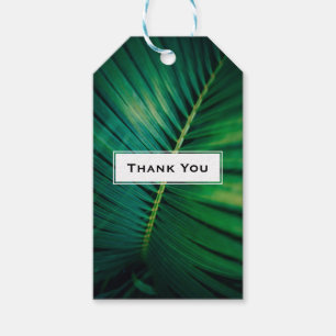 Green Leaf Palm Frond Closeup Photo Thank You Gift Tags