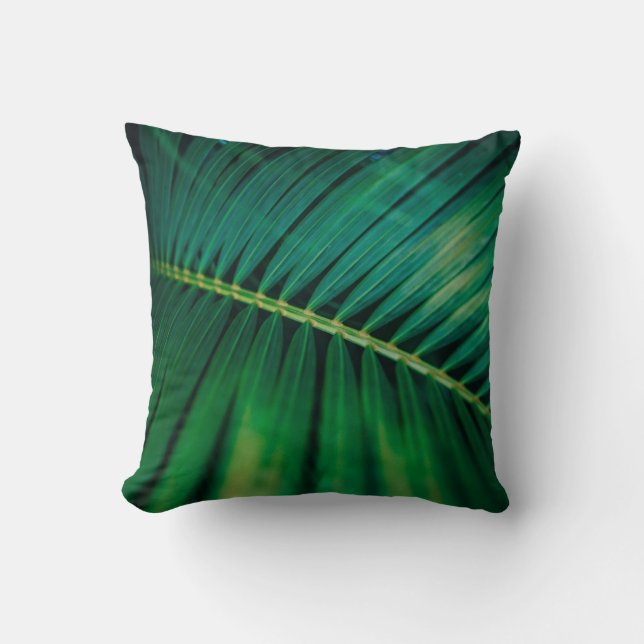 Green Leaf Palm Frond Tropical Nature Photo Cushion (Front)