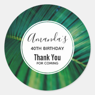 Green Leaf Palm Frond Tropical Nature Photo Party Classic Round Sticker