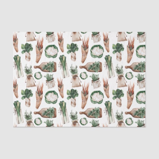 Green Leaf Pattern 14 Herbs Tissue Paper (Front)