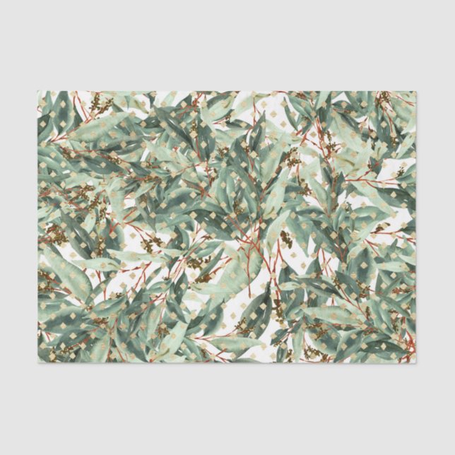 Green Leaf Pattern 25 Tissue Paper (Front)