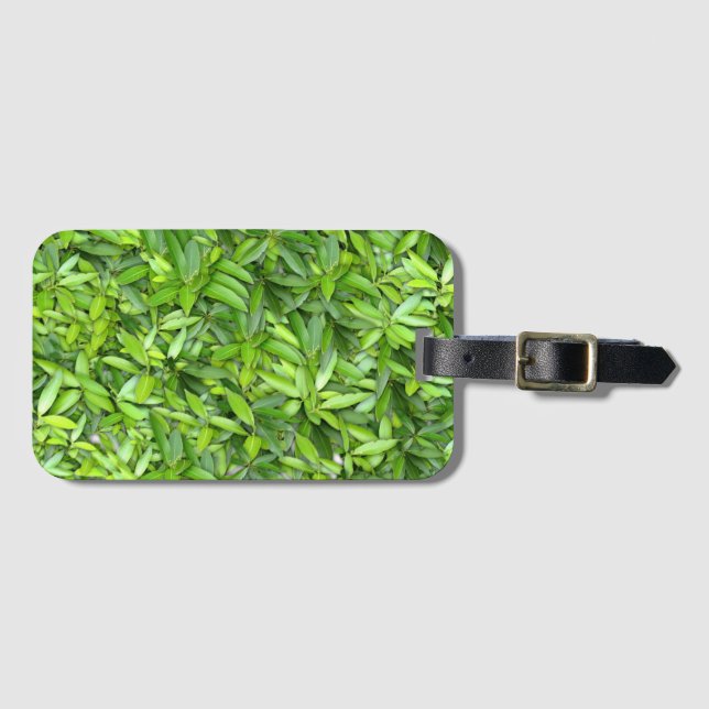 Green Leaf Pattern – Botanical Nature Art Luggage Tag (Front Horizontal)
