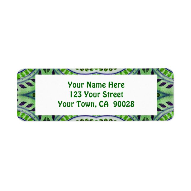 green leaf pattern return address label (Front)