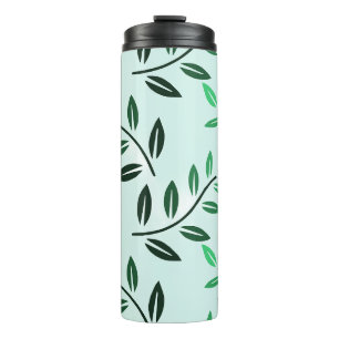 Green Leaf Pattern Travel Mug Minimal Botanical