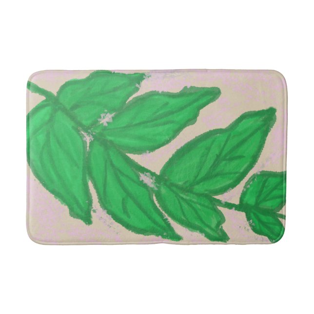 Green Leaf Pink Beige Bath Mat (Front)