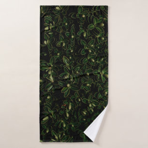 Green leaf plant bath towel