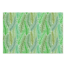 Green leaf print gift wrapping paper flat sheet