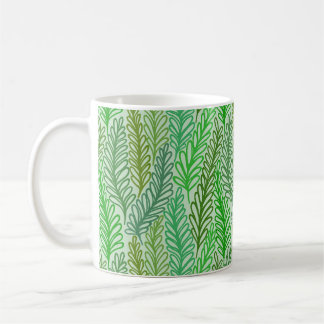 Green leaf print mug