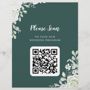 Green Leaf QR Code Wedding Flyer