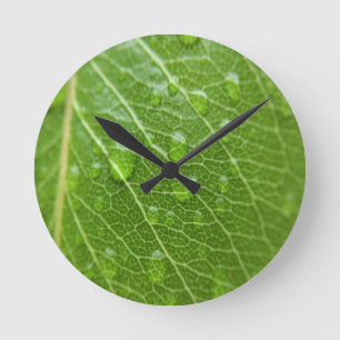 Green Leaf Round Clock