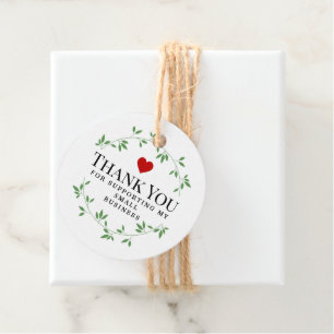 Green leaf round leaves    thank you  classic roun favour tags