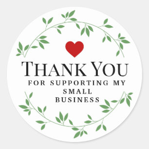 Green leaf round leaves thank you classic round sticker