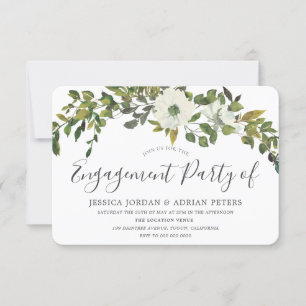 Green Leaf Rustic Country Garden Engagement Party Invitation