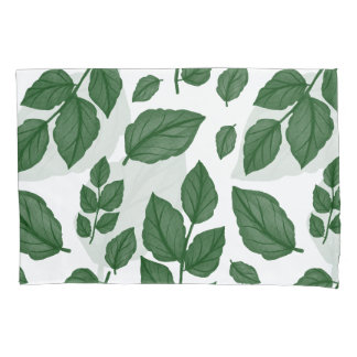 Green Leaf Seamless Nature Pattern Pillowcase