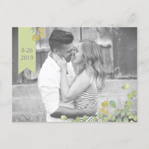 Green Leaf Simplicity Save The Date Postcard