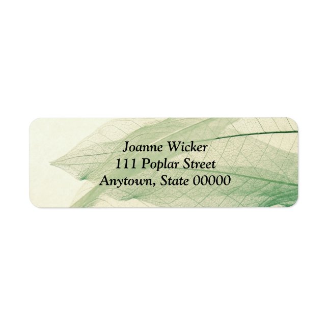 Green leaf skeletons small address label return address label (Front)