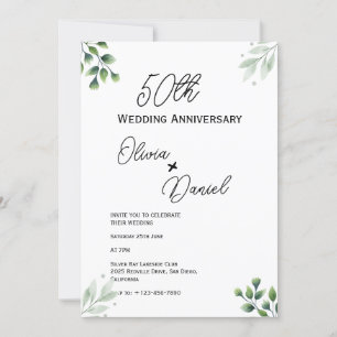 Green Leaf' Standard 50th Wedding Anniversary Invitation