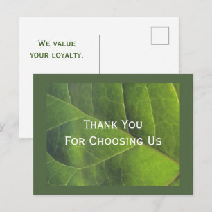 Green Leaf Thank You For Your Business Postcard
