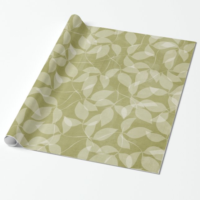 Green Leaf Tree Leaves Branch Sprin Wrapping Paper (Unrolled)