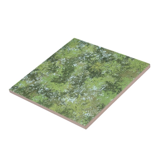 Green Leaf Trees With Blue Sky Peaking Through Art Ceramic Tile (Side)
