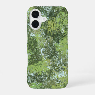 Green Leaf Trees With Blue Sky Peaking Through Art iPhone 16 Case