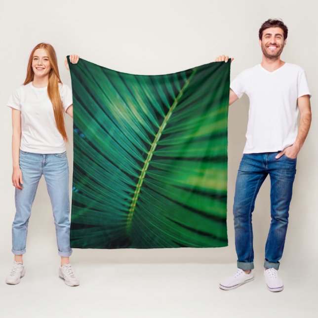 Green Leaf Tropical Forest Nature Photo Fleece Blanket (In Situ)