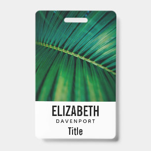 Green Leaf Tropical Forest Nature Photo ID Badge
